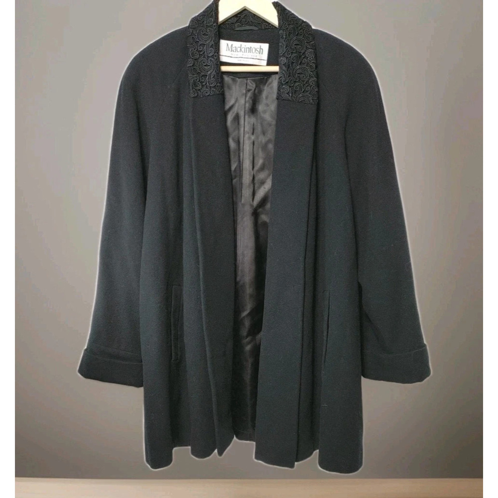 Mackintosh Coat Wool jacket USA made Women Sz 4 P Black A004365